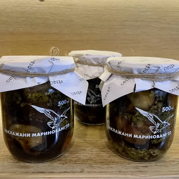 Мариновані баклажани 500 мл